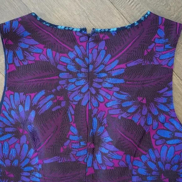 J.CREW Shift‎ Dress Womens Size 4 Midnight Floral Jacquard Sleeveless Split Neck - Picture 5 of 9